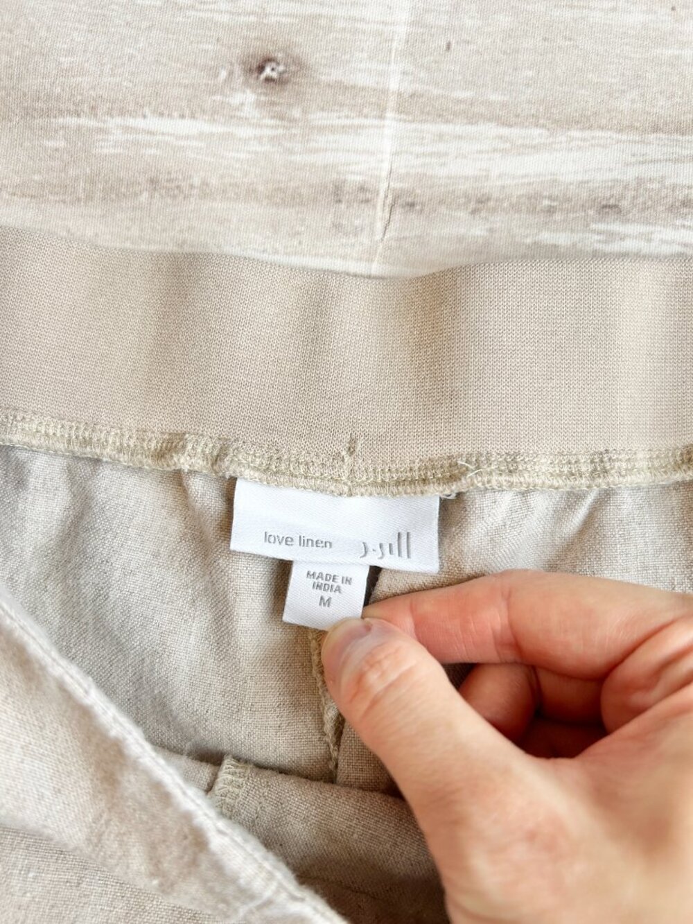 J. Jill Love Linen Elastic Waist Pull On Trouser Pants in Oatmeal Size M - Picture 4 of 7